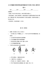 苏教版七年级上册第二节 多细胞生物体的组成精品达标测试