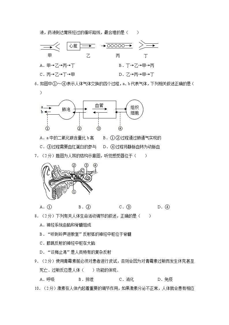 广西钦州市浦北县2021-2022学年七年级下学期期末生物试卷(word版含答案)02