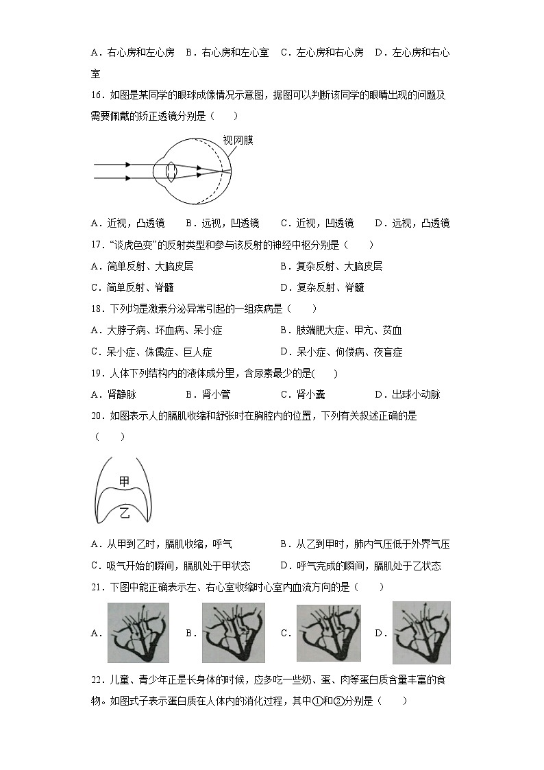 河北省唐山市滦州市2021-2022学年七年级下学期期末生物试题(word版含答案)03
