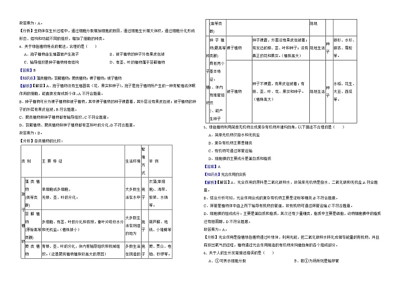 湖南省岳阳市2022年中考生物试卷解析版第2页