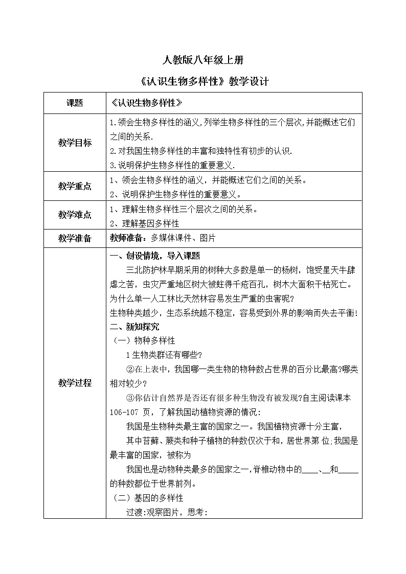 6.2《认识生物多样性》课件+教案01