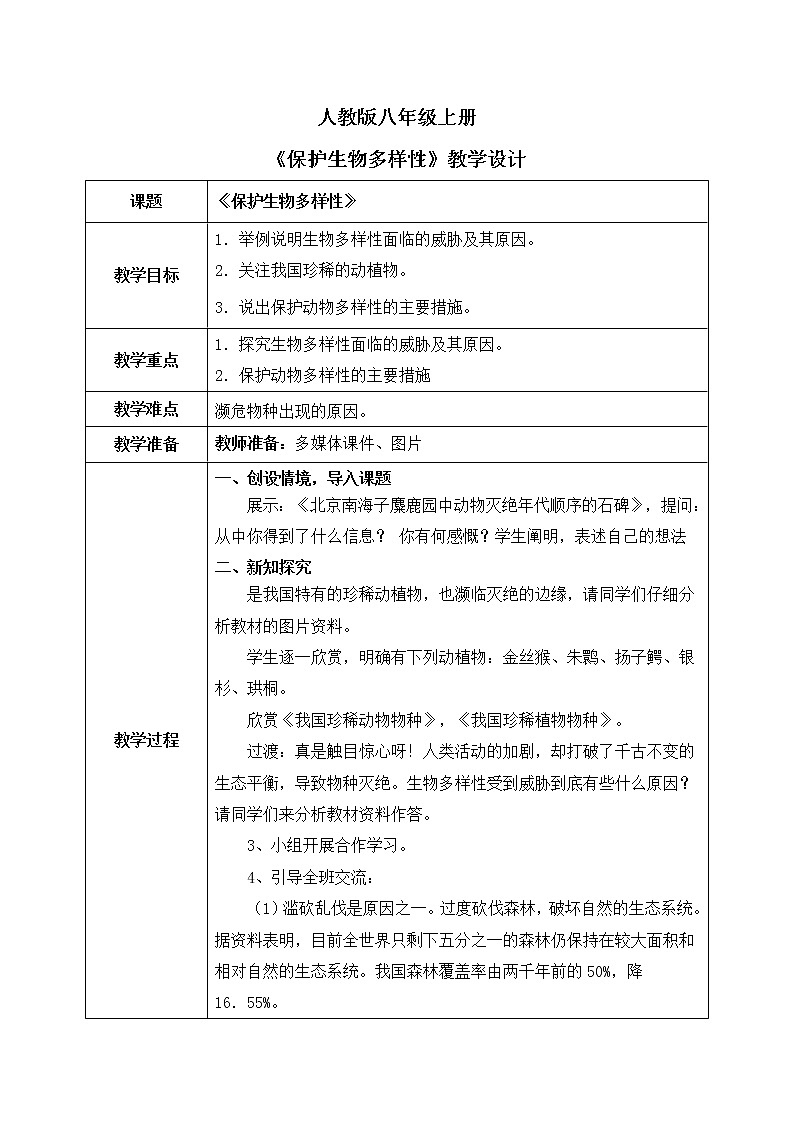 6.3《保护生物多样性》课件+教案01