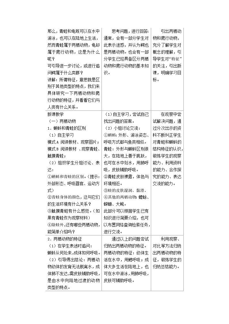 2022八年级生物上册第五单元生物圈中的其他生物第一章动物的主要类群第5节两栖动物和爬行动物教案新版新人教版02