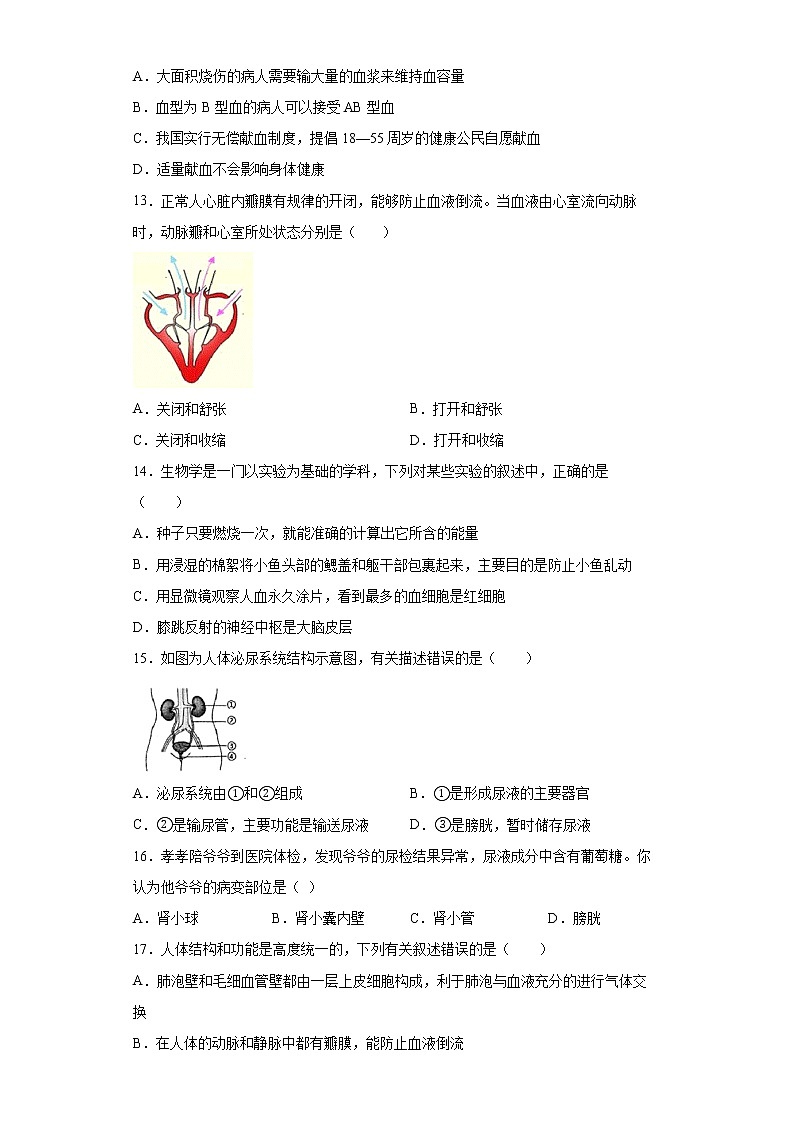 贵州省黔东南州2021-2022学年七年级下学期期末生物试题(word版含答案)第3页