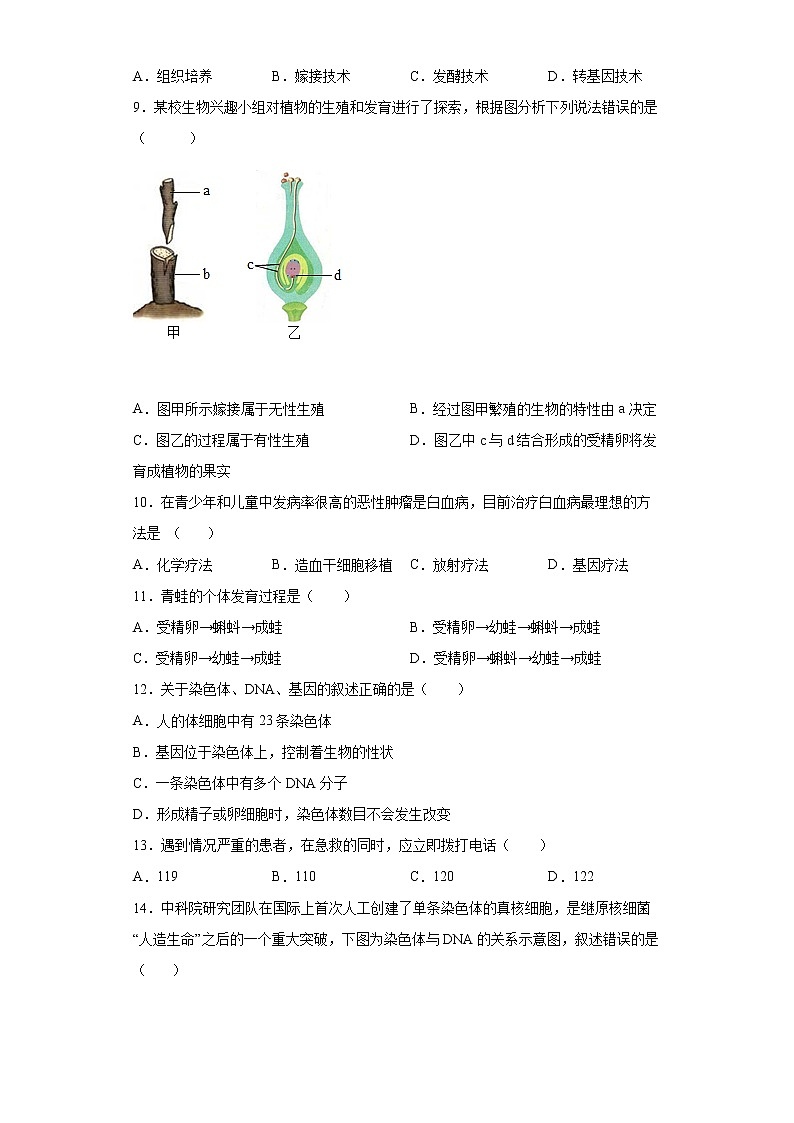 辽宁省朝阳市建平县2021-2022学年八年级下学期期末生物试题(word版含答案)第2页