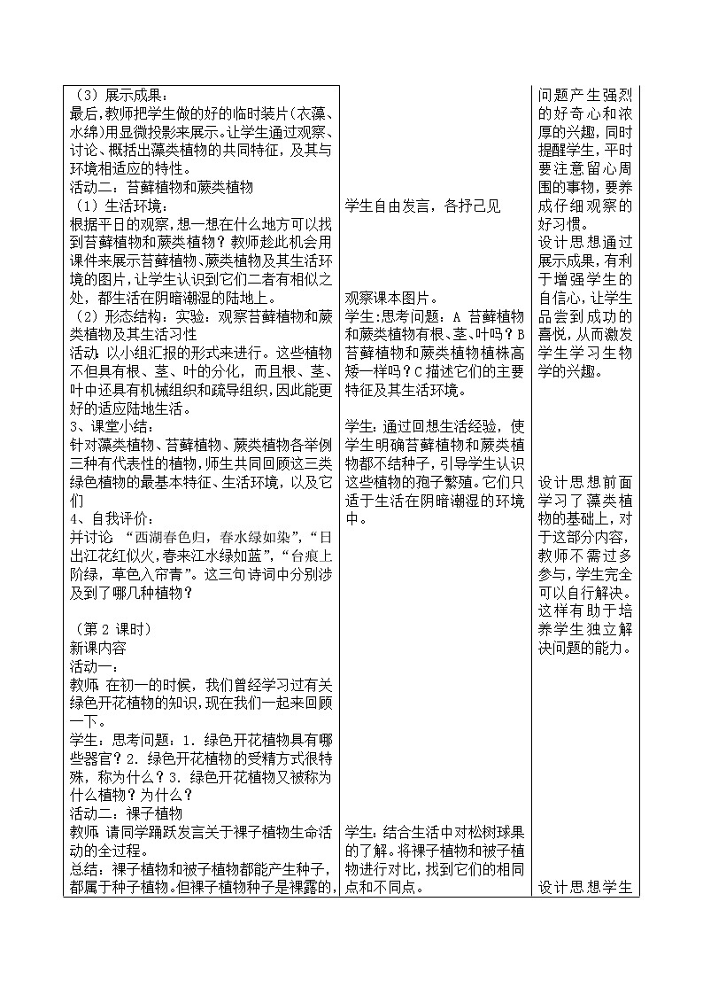 苏教版八上生物 14.1五彩缤纷的植物世界 教案02