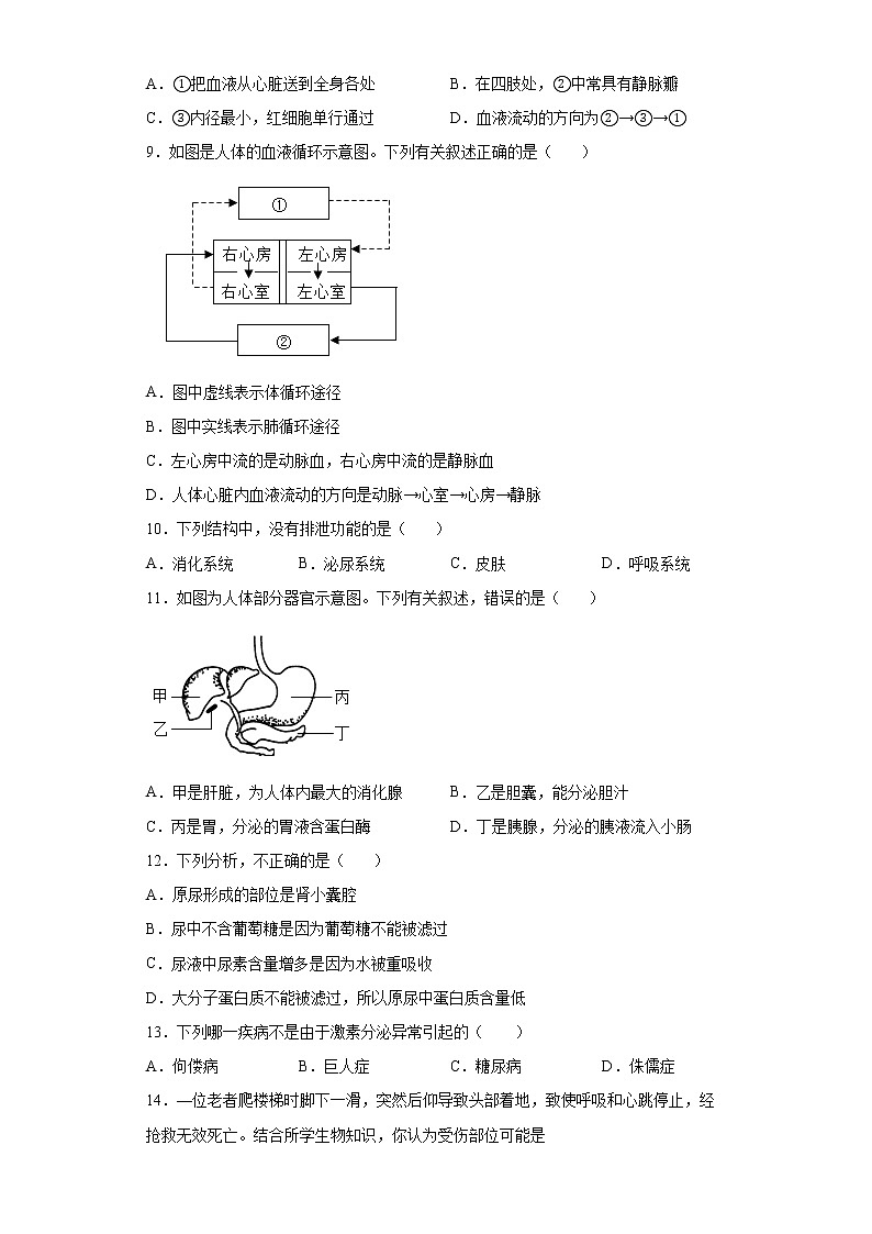 山东省菏泽市成武县2021-2022学年七年级下学期期末生物试题(word版含答案)03