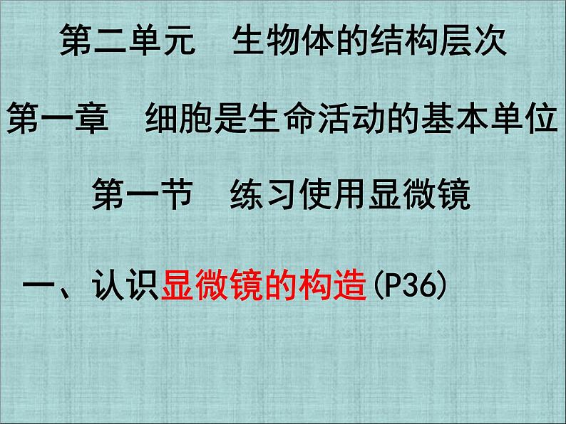 人教版七年级上册生物 2.1.1 练习使用显微镜 课件01