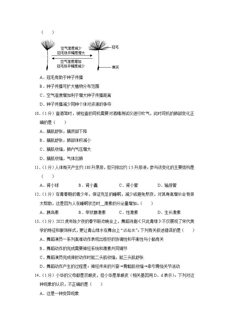 2022年河南省洛阳市嵩县中考生物一模试卷(含答案)03