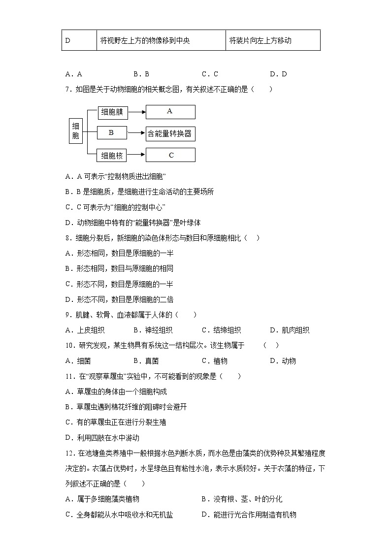 陕西省咸阳市武功县2021-2022学年七年级上学期期末生物试题(含答案)02