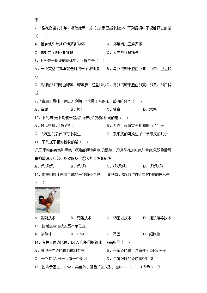 广西南宁市梅县2021-2022学年八年级下学期期中生物试题(含答案)02