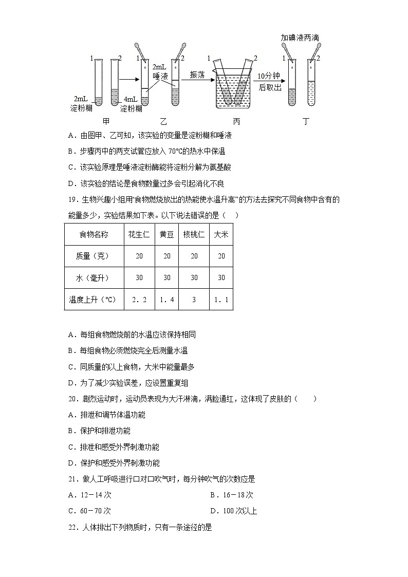 福建省南平市光泽县2021-2022学年七年级下学期期中生物试题(含答案)03