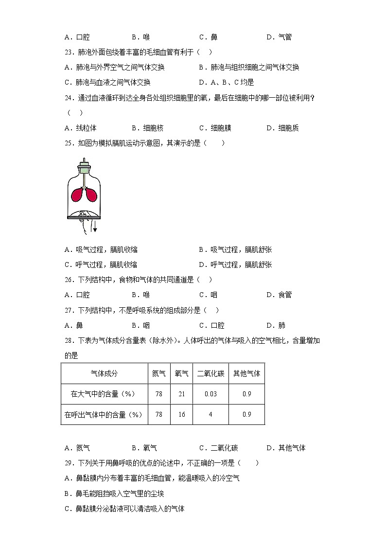 重庆市潼南区六校2021-2022学年七年级下学期期中生物试题(含答案)第3页