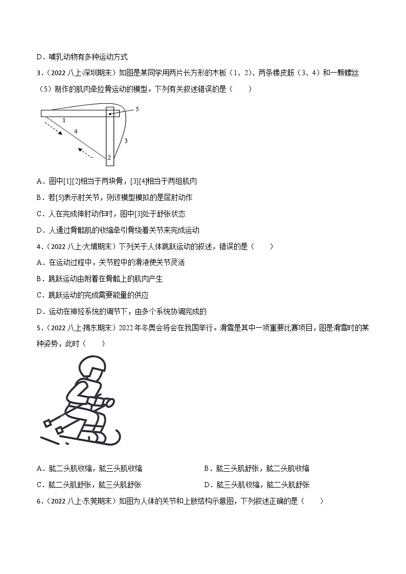 专题03 动物的运动和行为及动物在生物圈中的作用(知识梳理 专题过关)-八年级生物上学期期中期末考点大串讲(人教版)02