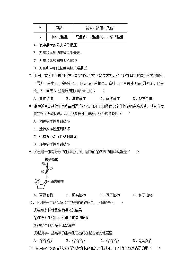 八年级上册生物期末测试第2页