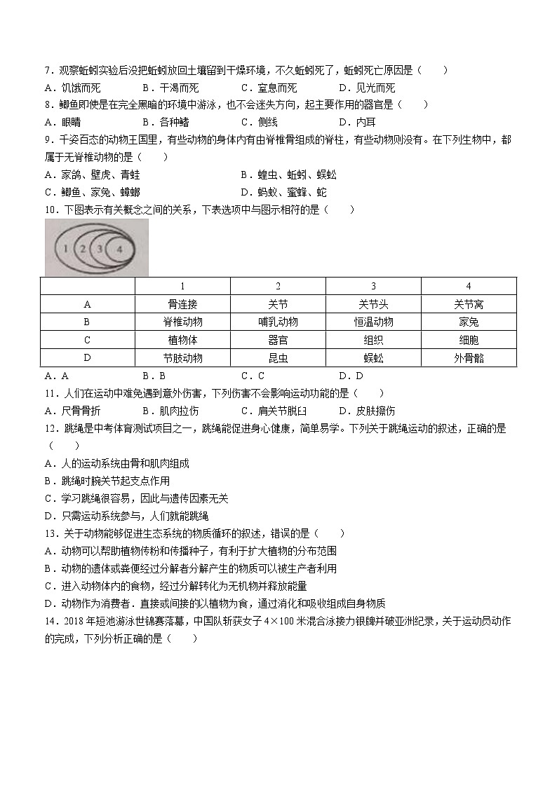 湖南省衡阳市衡南县2022-2023学年八年级上学期期中生物试题(含答案)第2页