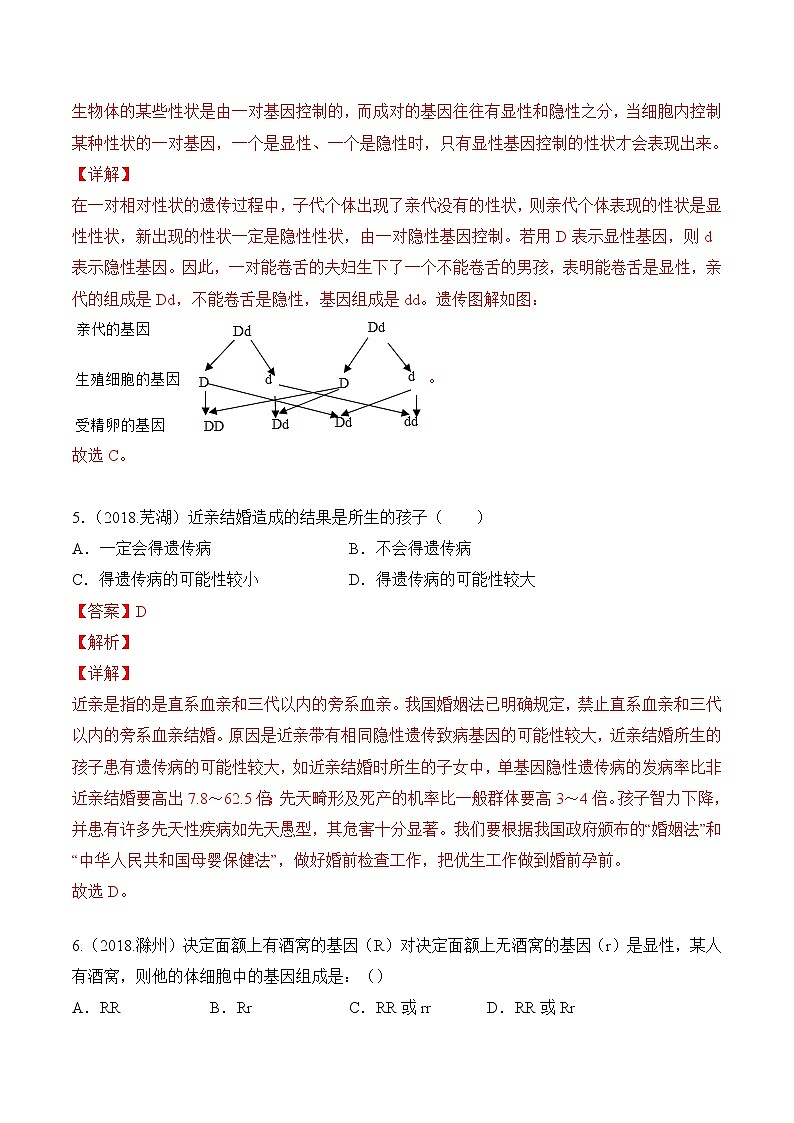 专题12 生物的遗传和变异-5年(2018-2022)中考1年模拟生物分项汇编(安徽专用)(解析版)第3页