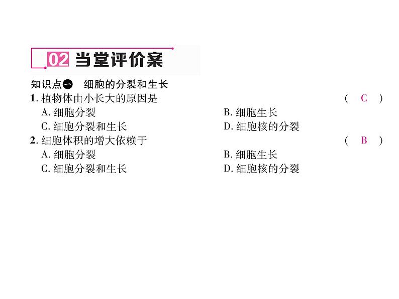 人教版七年级上册生物 2.2.1 细胞通过分裂产生新细胞 课件08