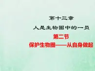 苏教版七年级生物下册第4单元生物圈中的人第13章人是生物圈中的一员第2节保护生物圈-从自身做起课件