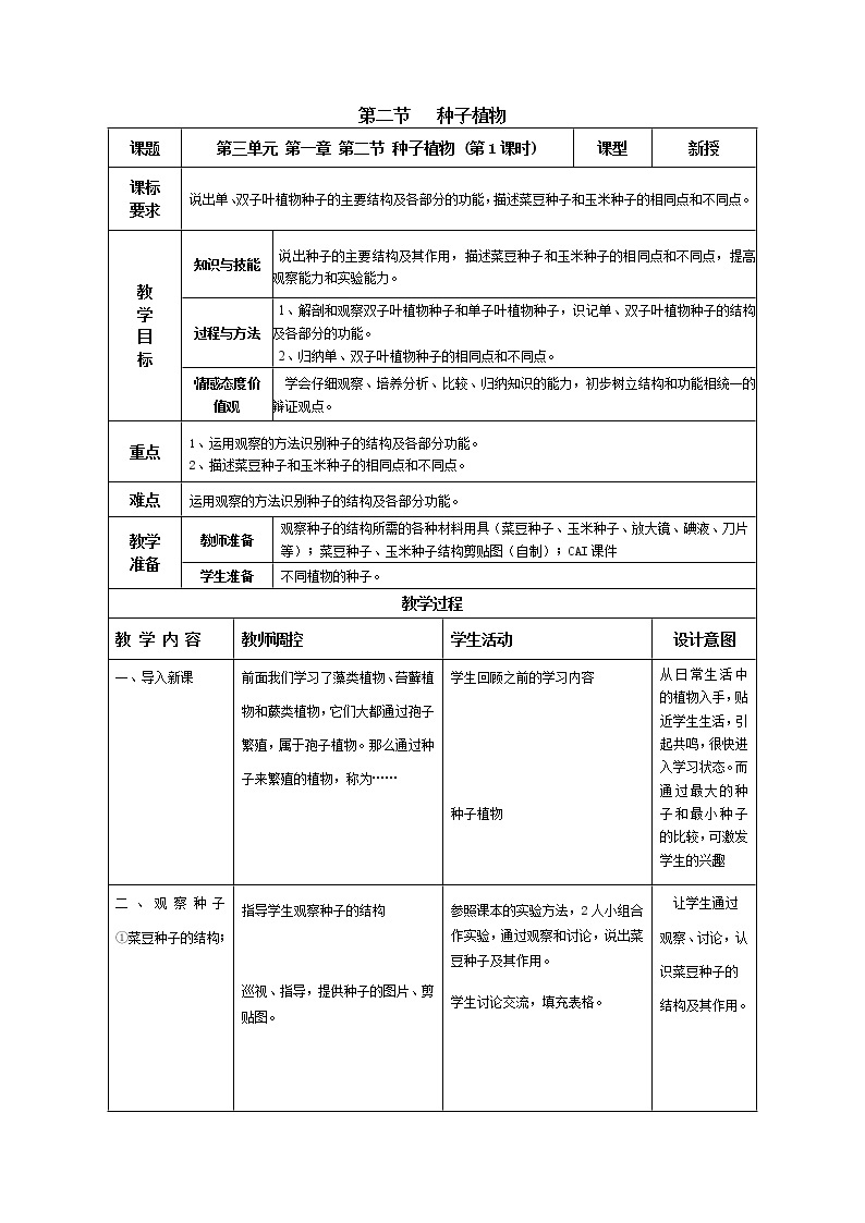 第二节 种子植物 学案练习课件01