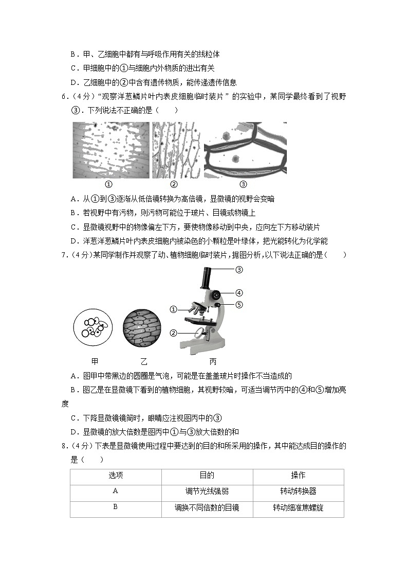 湖北省恩施州恩施市龙凤民族中学2022-2023学年七年级上学期期中生物试卷(含答案)第2页