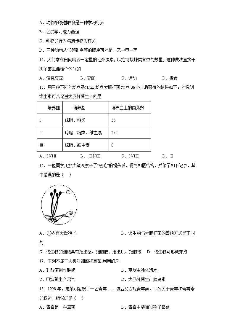 江西省贛州市全南縣2022-2023學(xué)年八年級(jí)上學(xué)期期中生物試題(含答案)第3頁(yè)