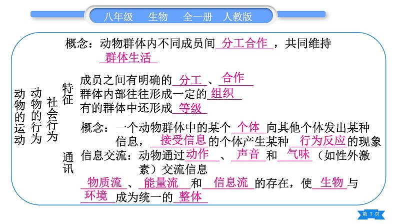 人教版八年级生物上第五单元生物圈中的其他生物第二、三章复习与提升习题课件第7页
