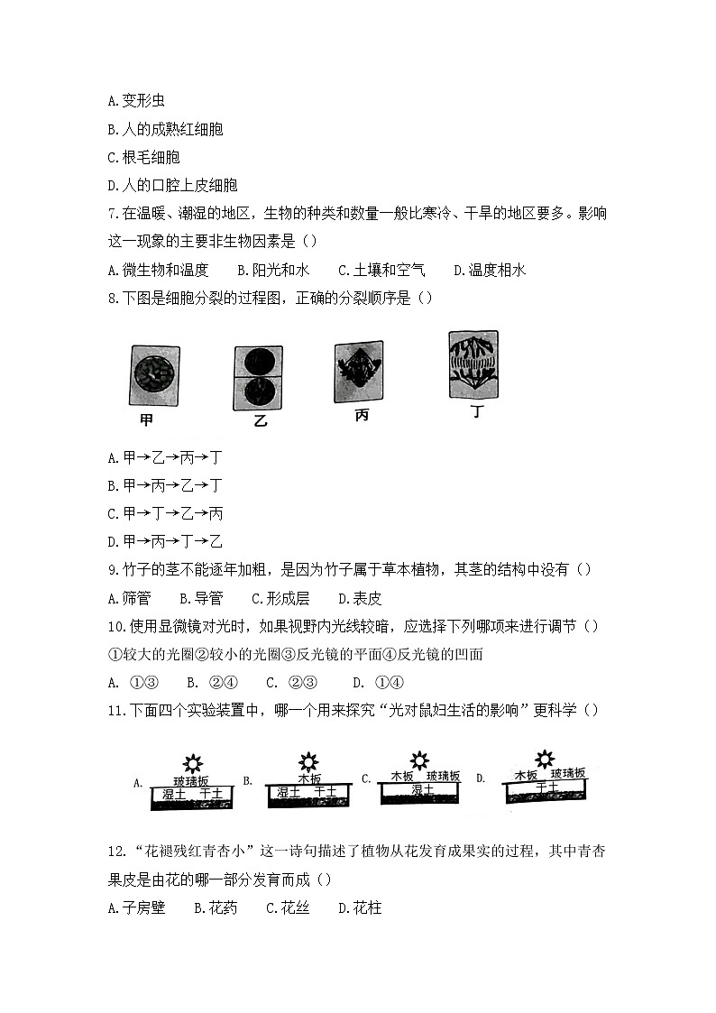 安徽省合肥市包河区2021-2022学年七年级上学期生物期末试题第2页