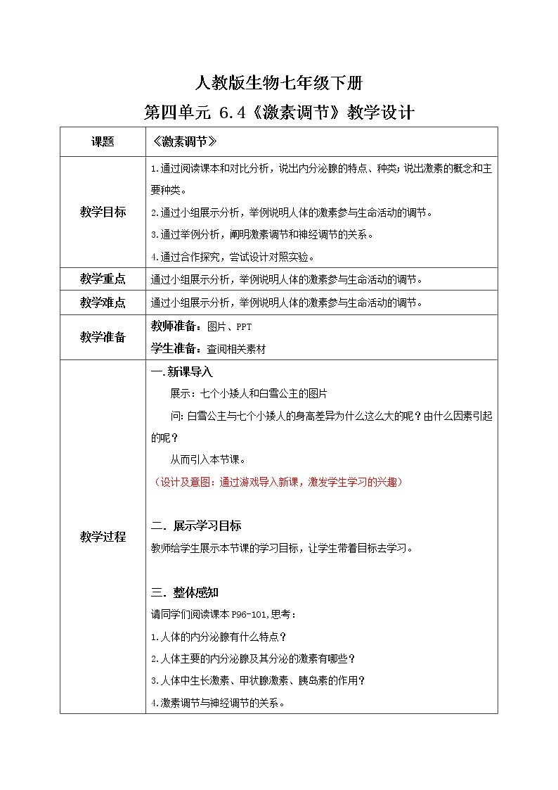 4.6.4《激素调节》课件+教案+习题01