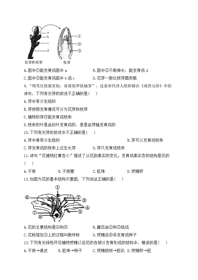 2023届中考生物高频考点专项练习:专题六 综合练习(A卷)第3页