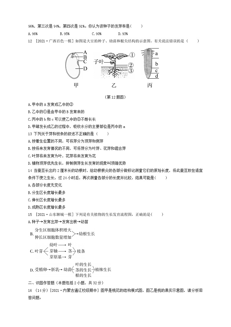 人教版生物七上 第三单元第二章测试卷(含答案)03