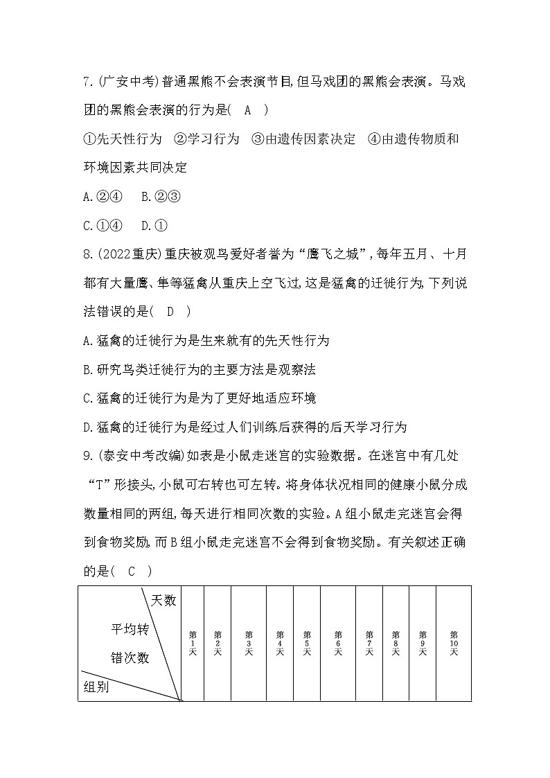 专题16 动物的运动和行为+动物在生物圈中的作用03