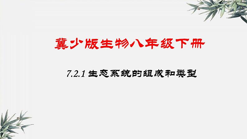 冀少版生物八年级下册:7.2.1 生态系统的组成和类型课件第1页