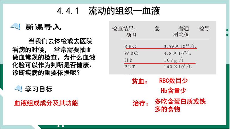 4.4.1 流动的组织—血液(精编课件+练习)精编七年级生物下册同步备课系列(人教版)01