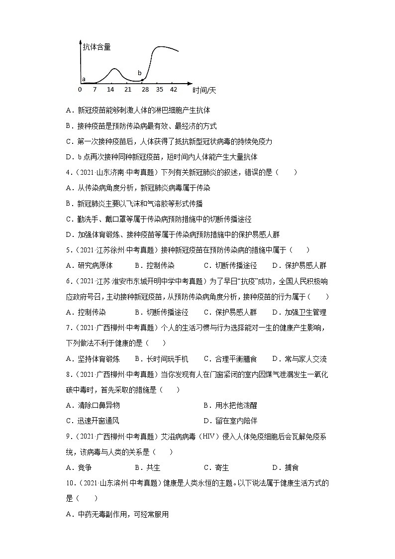 备战2023年生物新中考二轮复习热点透析(全国通用)核心考点05健康地生活(原卷版)第2页