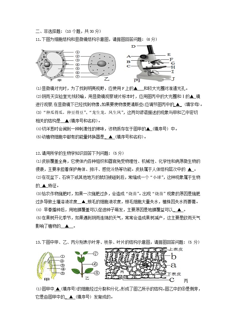 湖北省恩施市2022-2023学年七年级上学期生物期末考试试卷(含答案)第3页