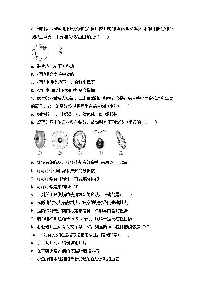初中生物中考复习 2020届中考生物复习跟踪检测:生物体的结构层次第2页