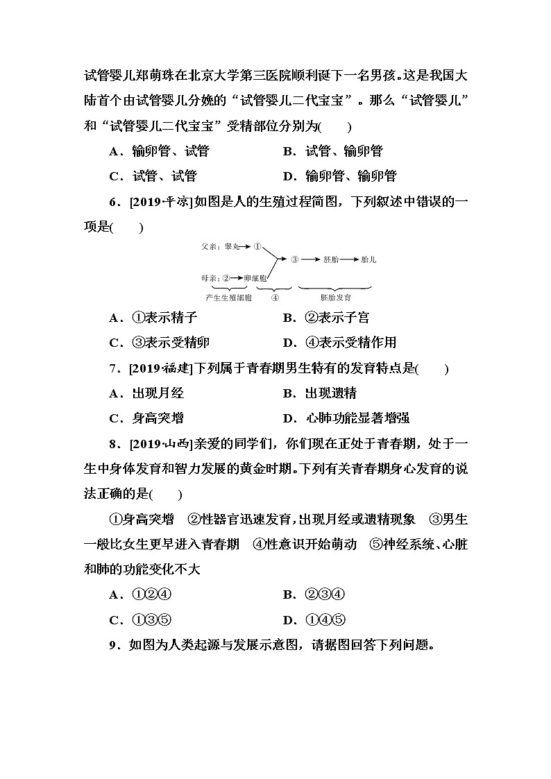 初中生物中考复习 第9单元 人的由来及人类对生物圈的影响 试卷02