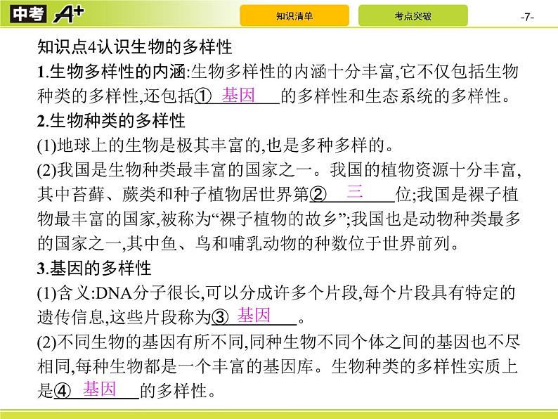 初中生物中考复习 第6单元 生物的多样性及其保护课件PPT第7页