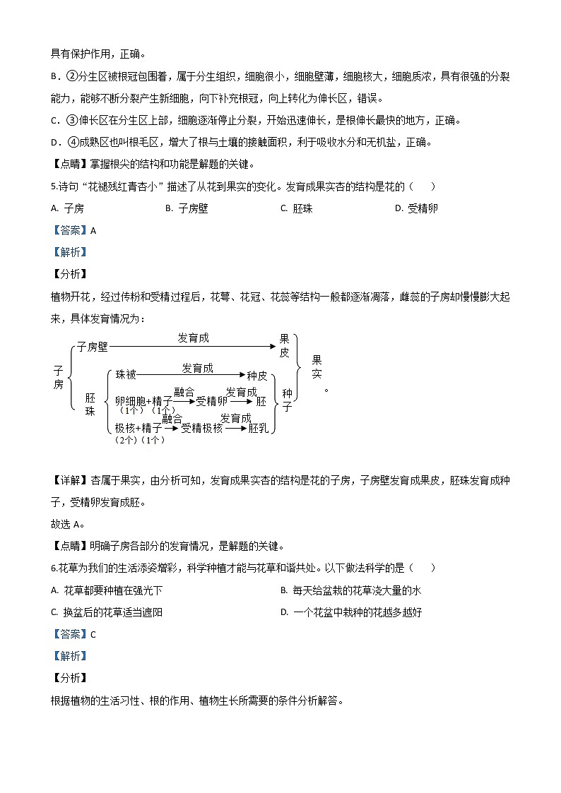 初中生物中考复习 精品解析:湖南省长沙市2020年中考生物试题(解析版)第3页