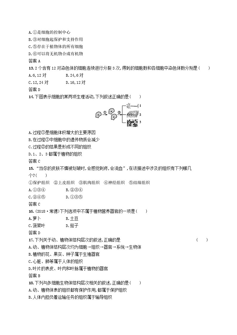 初中生物中考复习 课标通用中考生物总复习单元检测二第3页