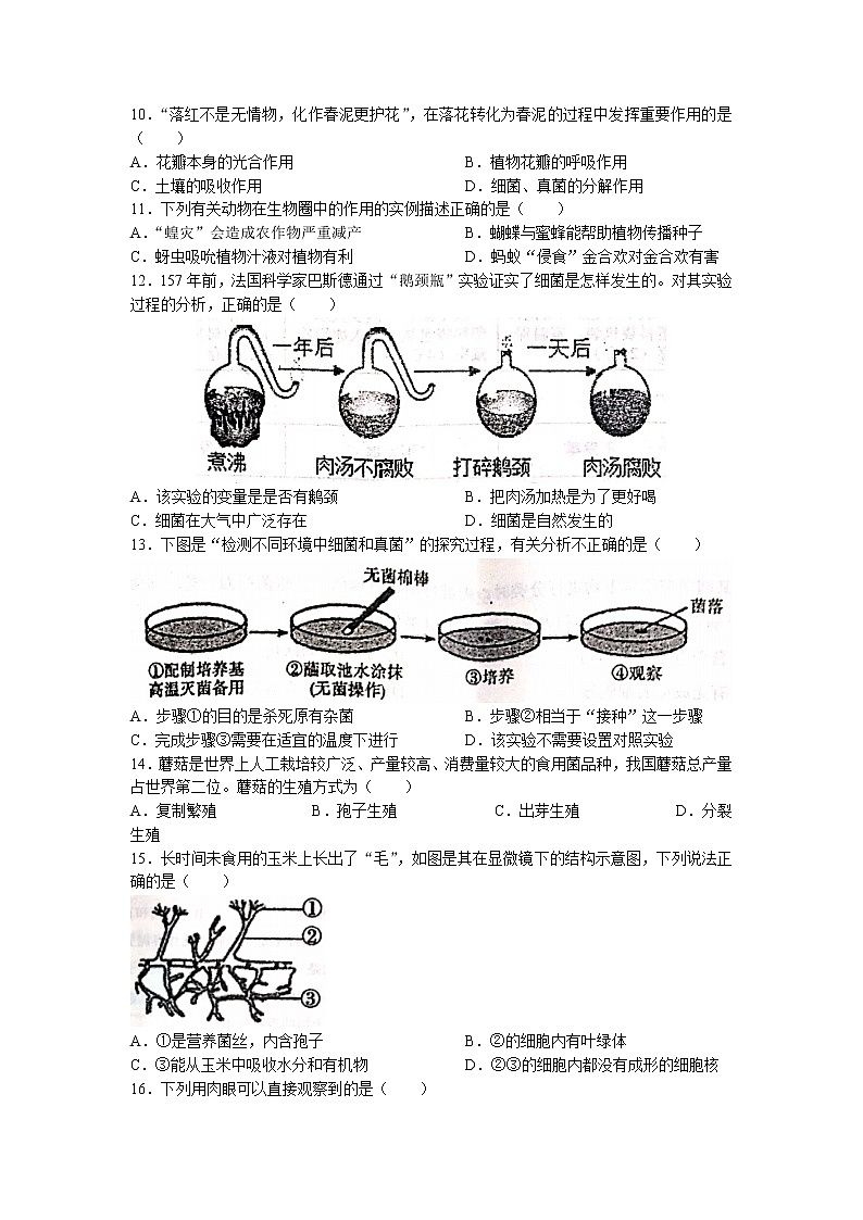 陕西省宝鸡市凤翔县2022-2023学年八年级上学期期末生物试题第2页