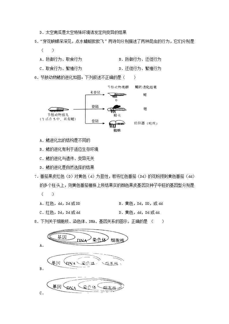 初中生物中考复习 辽宁省朝阳市建平县2019年中考生物模拟试卷(5月份)02