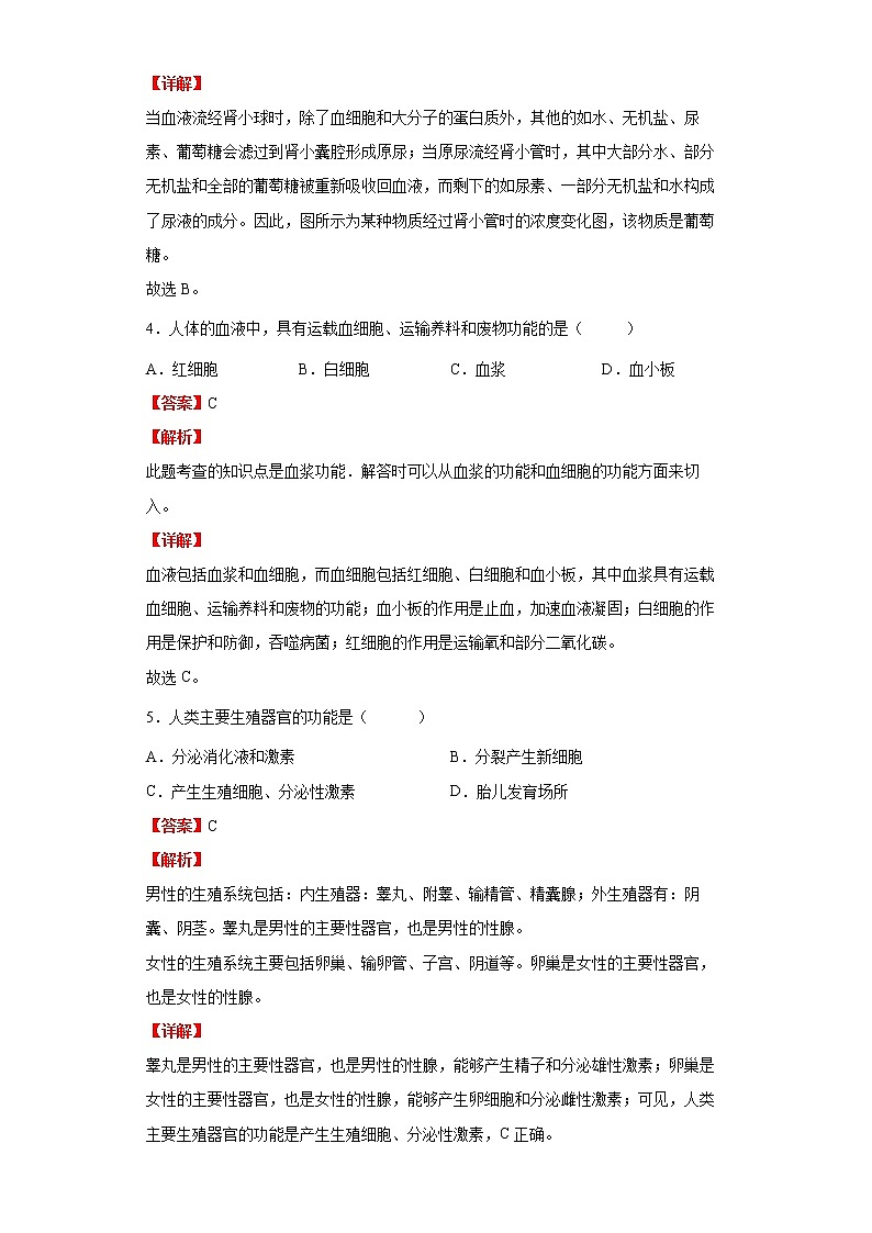 备战2023生物新中考二轮复习重难突破(山东专用)专题04 生物圈中的人(解析版)第3页