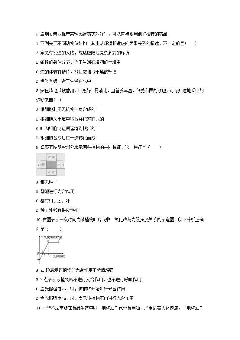 初中生物中考復(fù)習(xí) 山東省臨朐縣2019年初中生物學(xué)業(yè)水平考試模擬題第2頁