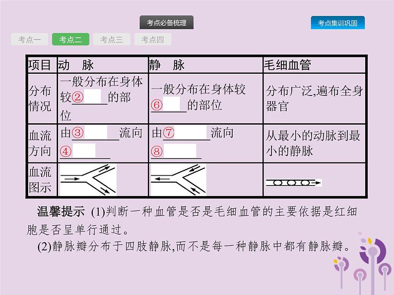 初中生物中考复习 课标通用中考生物总复习第四单元生物圈中的人第十二讲人体内物质的运输课件05