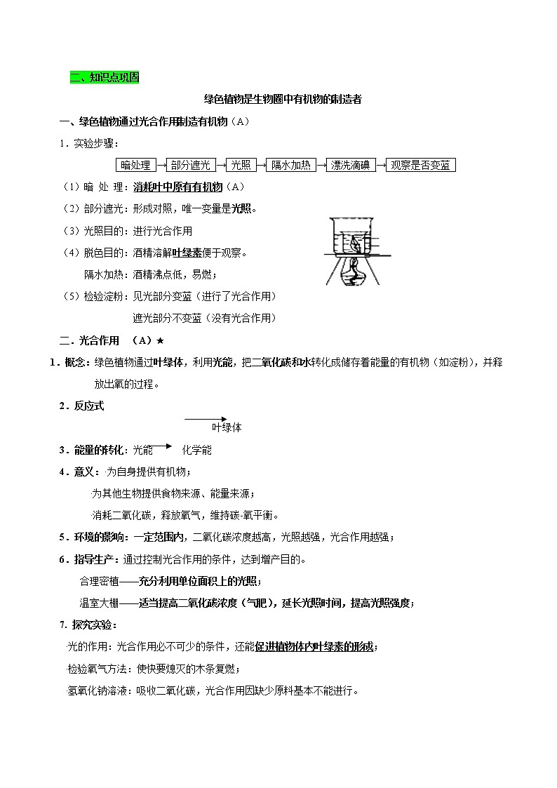 初中生物中考复习 专题04 绿色植物是生物圈中的有机物制造者(解析版)第2页