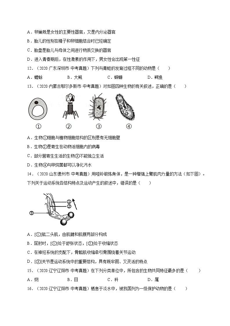 初中生物中考复习 重组卷05-冲刺2021年中考生物精选真题重组卷(通用版)(原卷版)第3页