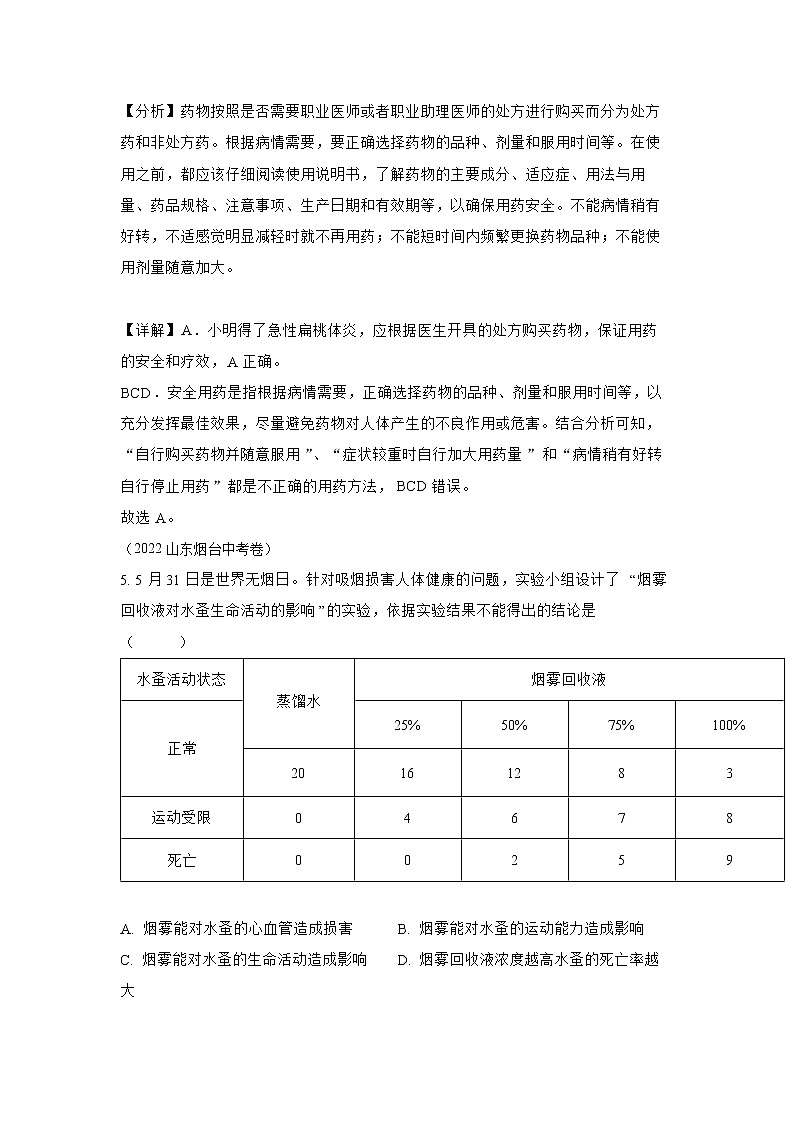 【备战2023】2022年全国通用中考生物真题汇编——专题13健康地生活(解析版)第3页