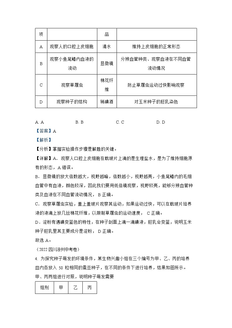 【备战2023】2022年全国通用中考生物真题汇编——专题14生物技术(解析版)第3页
